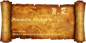 Mandula Richárd névjegykártya